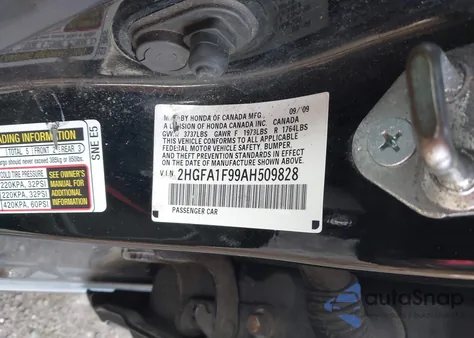 2010 Honda Civic Ex-L z USA, uszkodzony, nr VIN 2HGFA1F99AH509828